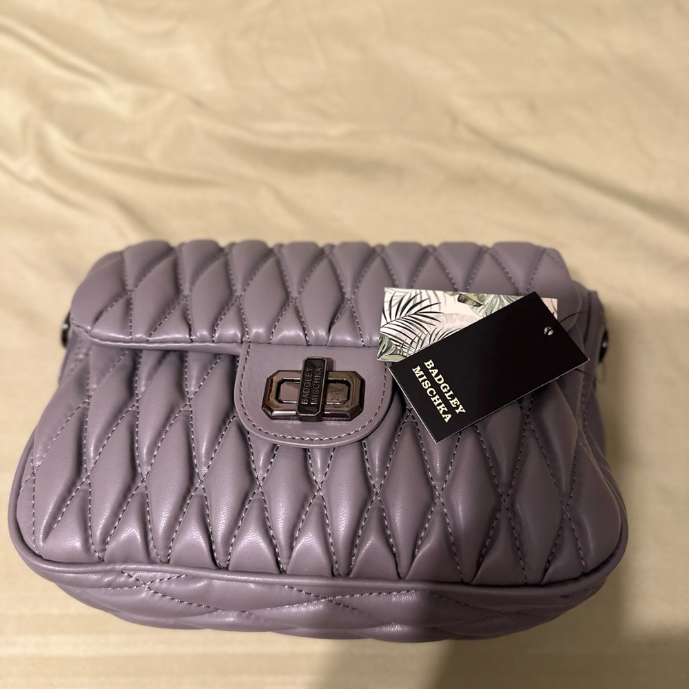 Elegant badgley mischka Quilted Gray Handbag - Picture 3 of 7